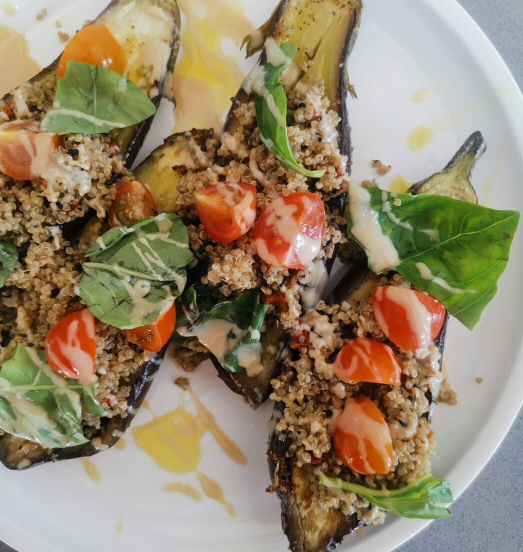 Receta de Berenjenas rellenas con quinoa y tahine - Cheflab