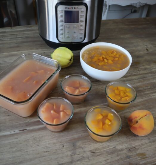 Mazamorra de membrillo y de durazno